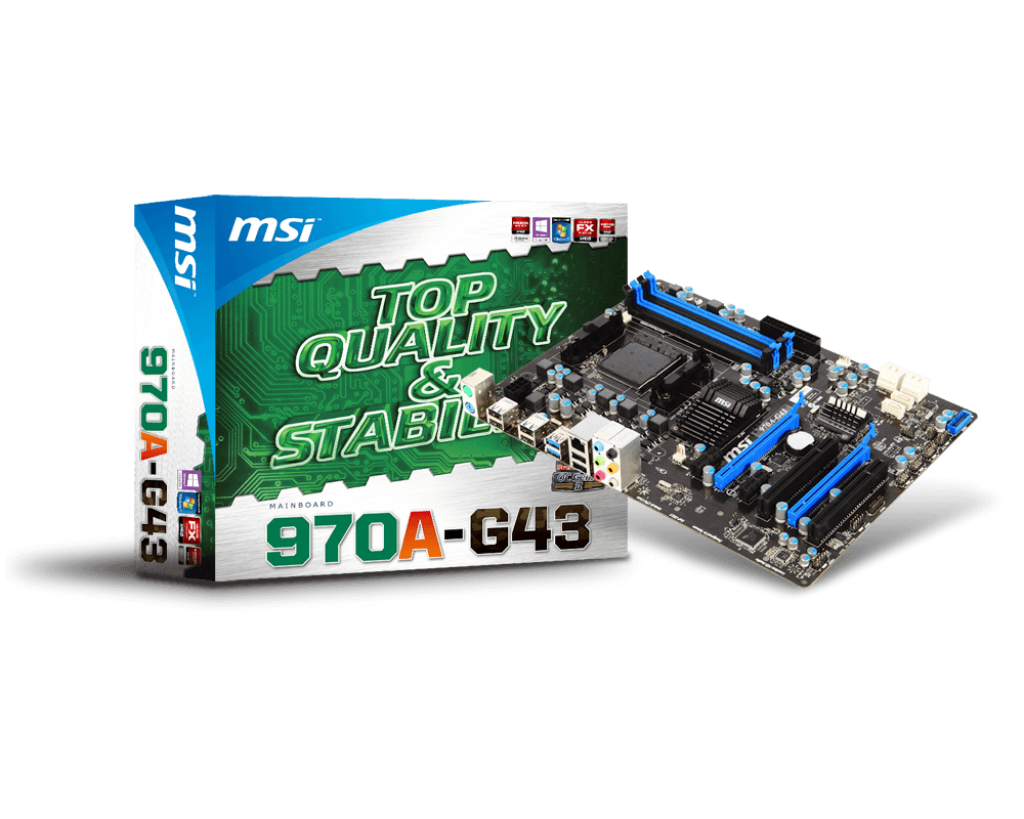 Материнская плата MSI 970A-G43 Socket AM3+/AMD970/DDR III/PCI-Ex16/SATA3 6.0/USB 3.0/ATX