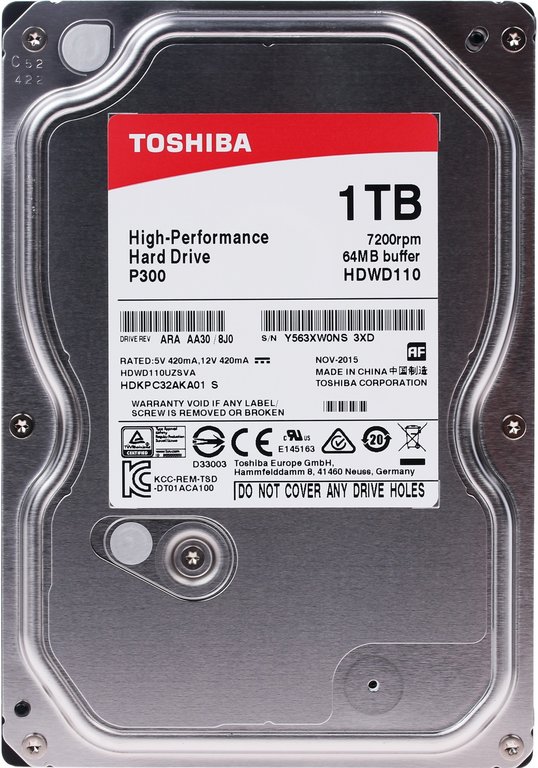 Жесткий диск 1 Tb Toshiba P300 64Mb SATA3 7200 rpm (HDWD110UZSVA)