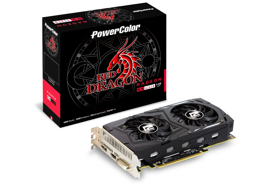 Видеокарта PowerColor 4Gb/PCI-E AMD Radeon RX 460 Red Dragon [DDR5]  (AXRX 460 4GBD5-DHV2/OC)