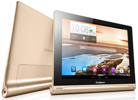 Планшет Lenovo Yoga Tablet 10 HD+ B8080 Qualcomm MSM8228/2048Mb/16Gb + MicroSD/10.1 (1920x1200) IPS/3G/BT/WiFi/GPS/Android 4.3 (Gold) (59-412195)