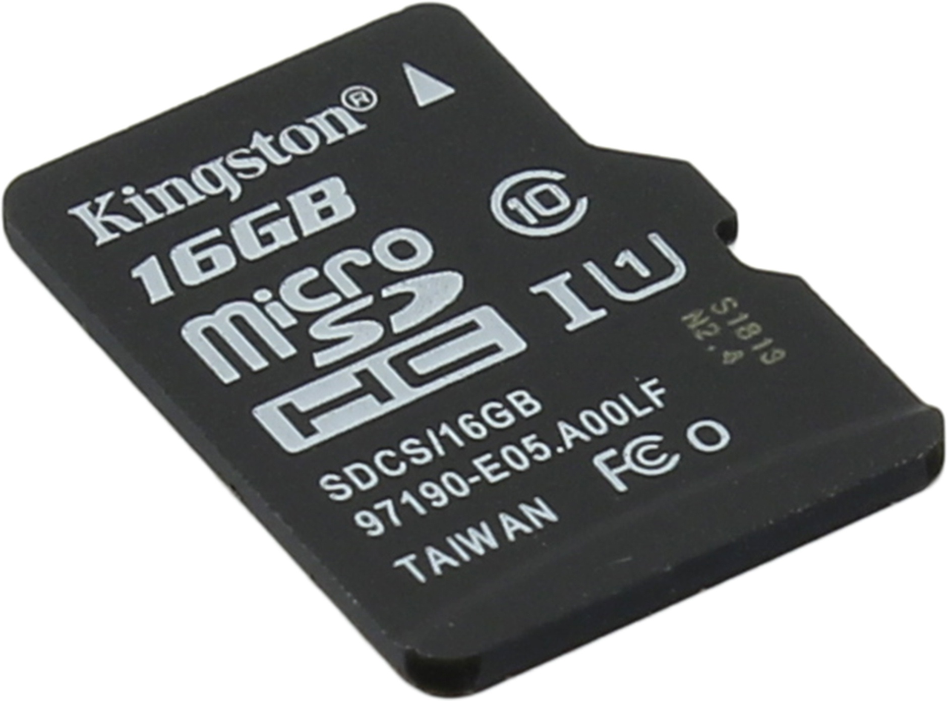 Карта памяти MicroSDHC 16Gb KINGSTON (class 10) UHS-I без адаптера  (SDCS/16GBSP)