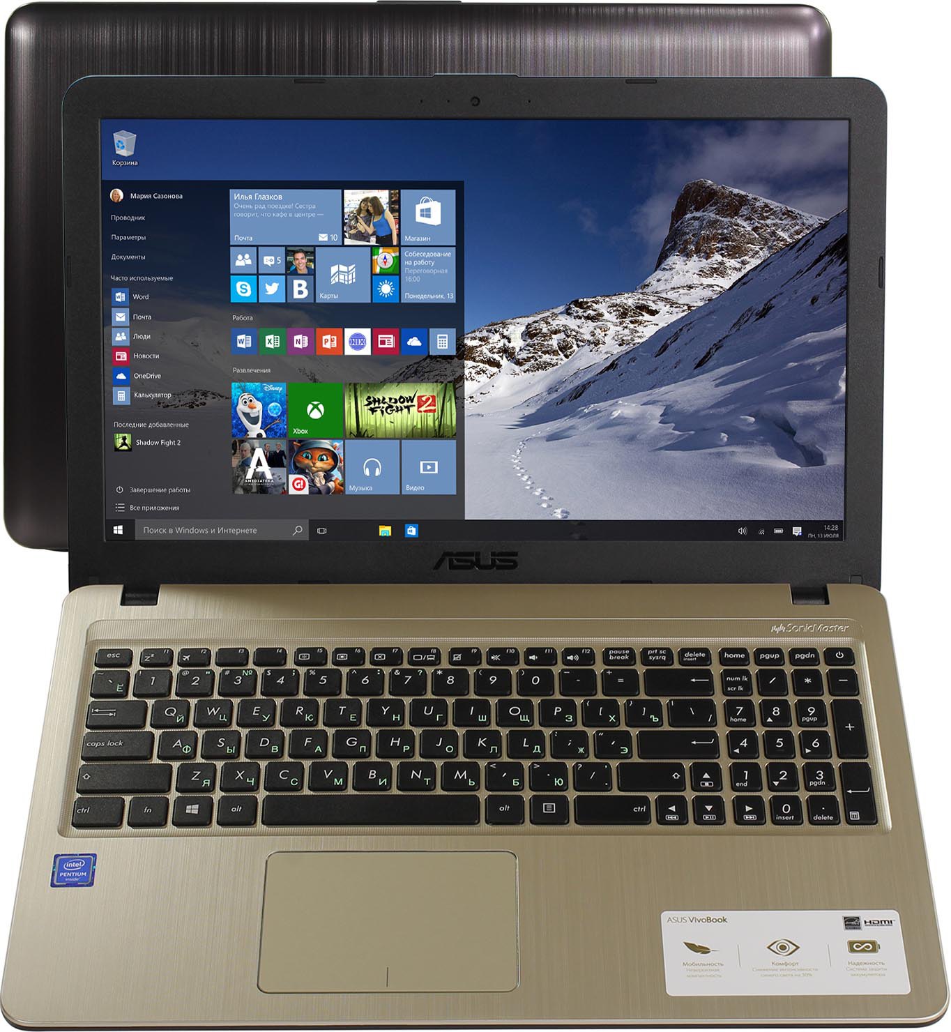 Ноутбук ASUS VivoBook X540NA-GQ008T Intel Pentium N4200/4Gb/500Gb/15.6 HD/WiFi/BT/Windows 10  (90NB0HG1-M01690)