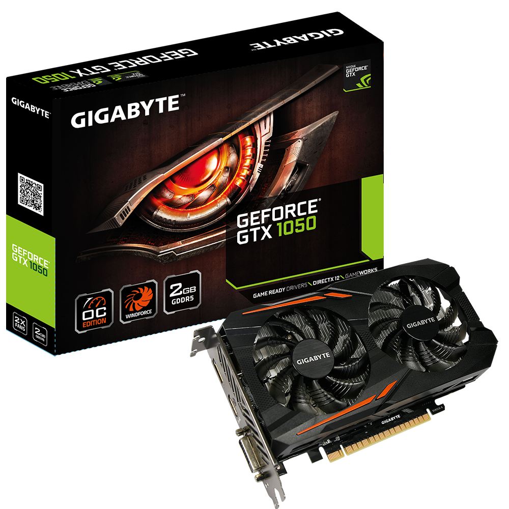 Видеокарта Gigabyte 2Gb/PCI-E GV-N1050OC-2GD GeForce GTX1050 [DDR5]