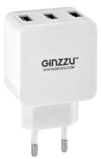 Зарядное устройство сетевое GiNZZU GA-3315UW, 5В/3.1A, белый  (GA-3315UW)