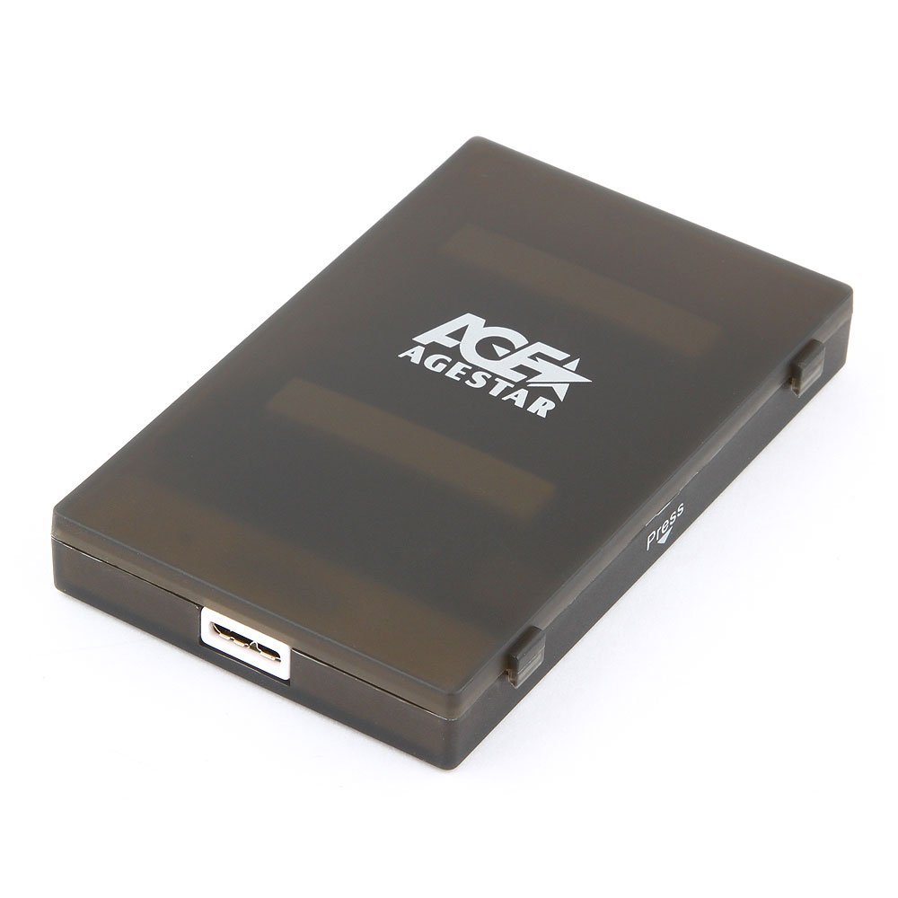 Внешний бокс для 2.5HDD SATA AgeStar 3UBCP1-6G USB3.0, пластик, черный  (3UBCP1-6G-BLACK)
