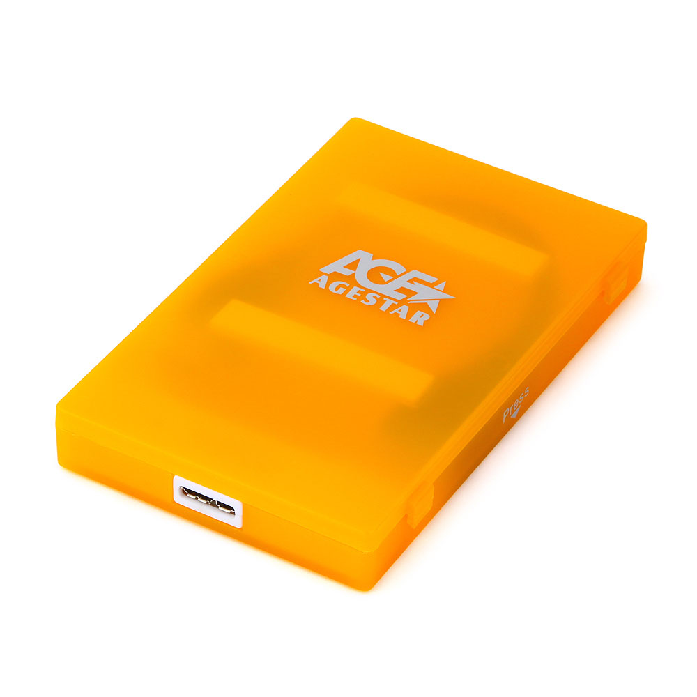 Внешний бокс для 2.5HDD SATA AgeStar 3UBCP1-6G USB3.0, пластик, оранжевый  (3UBCP1-6G-ORANGE)