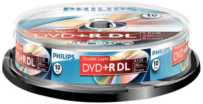 Диск DVD+R Philips 8.5Gb DL, упаковка 10 штук