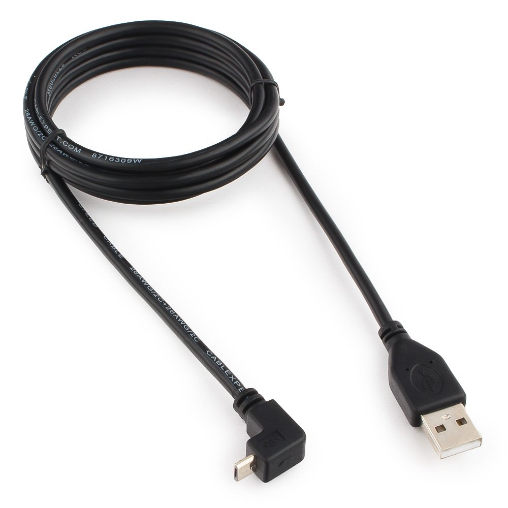 Кабель USB2.0 A-microB 1.8м, угловой 90°  (CCP-mUSB2-AMBM90-6)