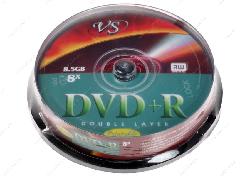 Диск DVD+R VS 8.5Gb DL, упаковка 10 штук Printable