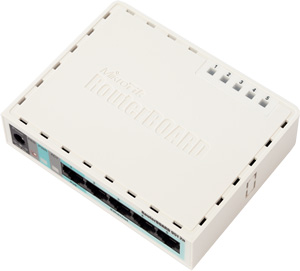 Маршрутизатор беспроводной MikroTik RB951-2n 5*10/100Mbps, WiFi 802.11b/g/n 2.4GHz, 32Mb, 300MHz  (RB951-2n)