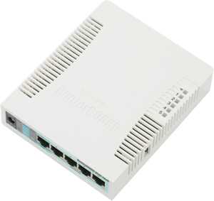 Маршрутизатор беспроводной MikroTik RB951G-2HnD 5*10/100/1000Mbps, WiFi 802.11b/g/n 2.4GHz, 128Mb, 600MHz  (RB951G-2HnD)