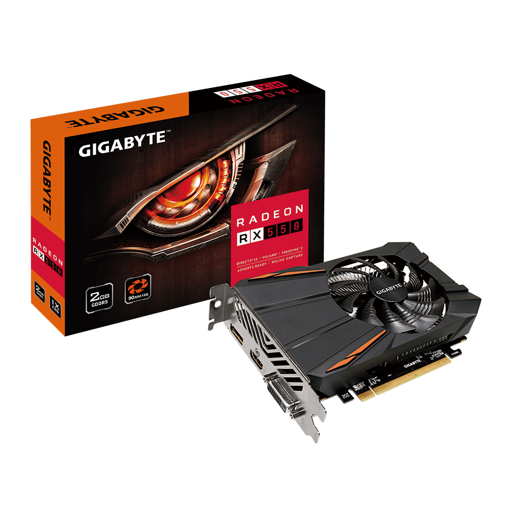 Видеокарта Gigabyte 2Gb/PCI-E AMD Radeon RX 550 D5 2G [GDDR5]  (GV-RX550D5-2GD)