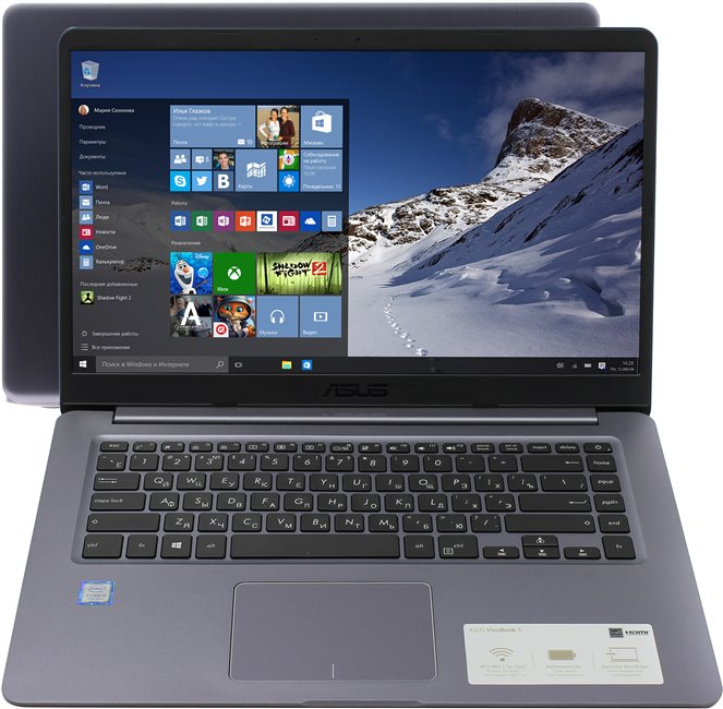 Ноутбук ASUS X510UQ-BQ627T Intel Core i3-7100U/4096Mb/500GB/15.6 FHD/GT940MX 2Gb/WiFi/Windows 10 (Grey) (90NB0FM2-M09890)