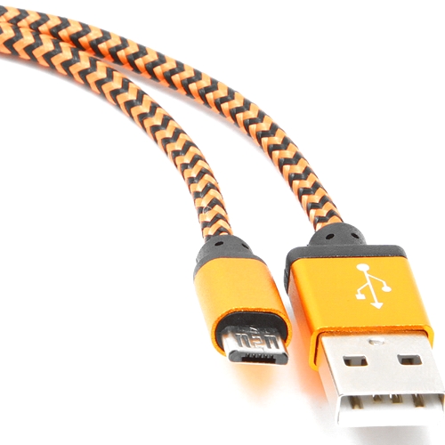 Кабель USB2.0 A-microB Cablexpert, нейлоновая оплетка, оранжевый, 1.8м  (CC-mUSB2oe1m)