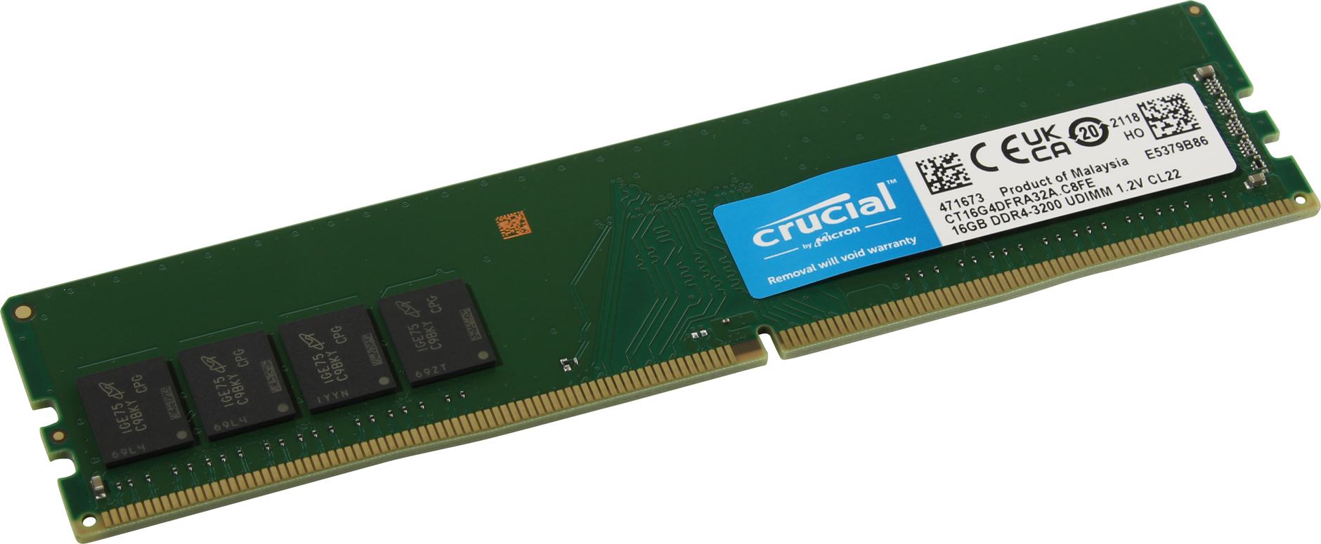 Память DDR4 16Gb PC4-25600, 3200MHz Crucial  (CT16G4DFRA32A)
