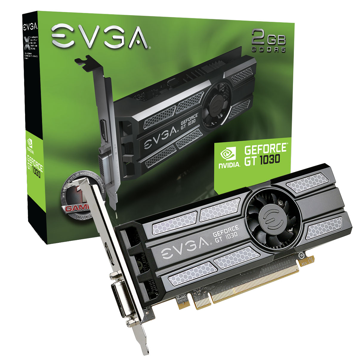 Видеокарта EVGA 2Gb/PCI-E GeForce GT1030 SC [DDR5]  (02G-P4-6333-KR)