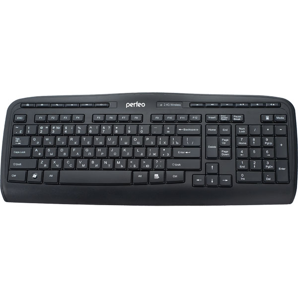 Клавиатура Perfeo PF-5213 WL Ultra Slim Multimedia, беспроводная, black, USB