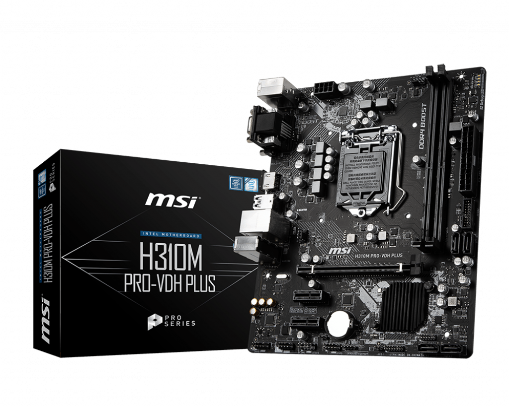 Материнская плата MSI H310M PRO-VDH PLUS Socket1151v2/iH310/DDR4/PCI-Ex16/D-Sub+DVI-D+HDMI/SATA3/USB 3.1/mATX