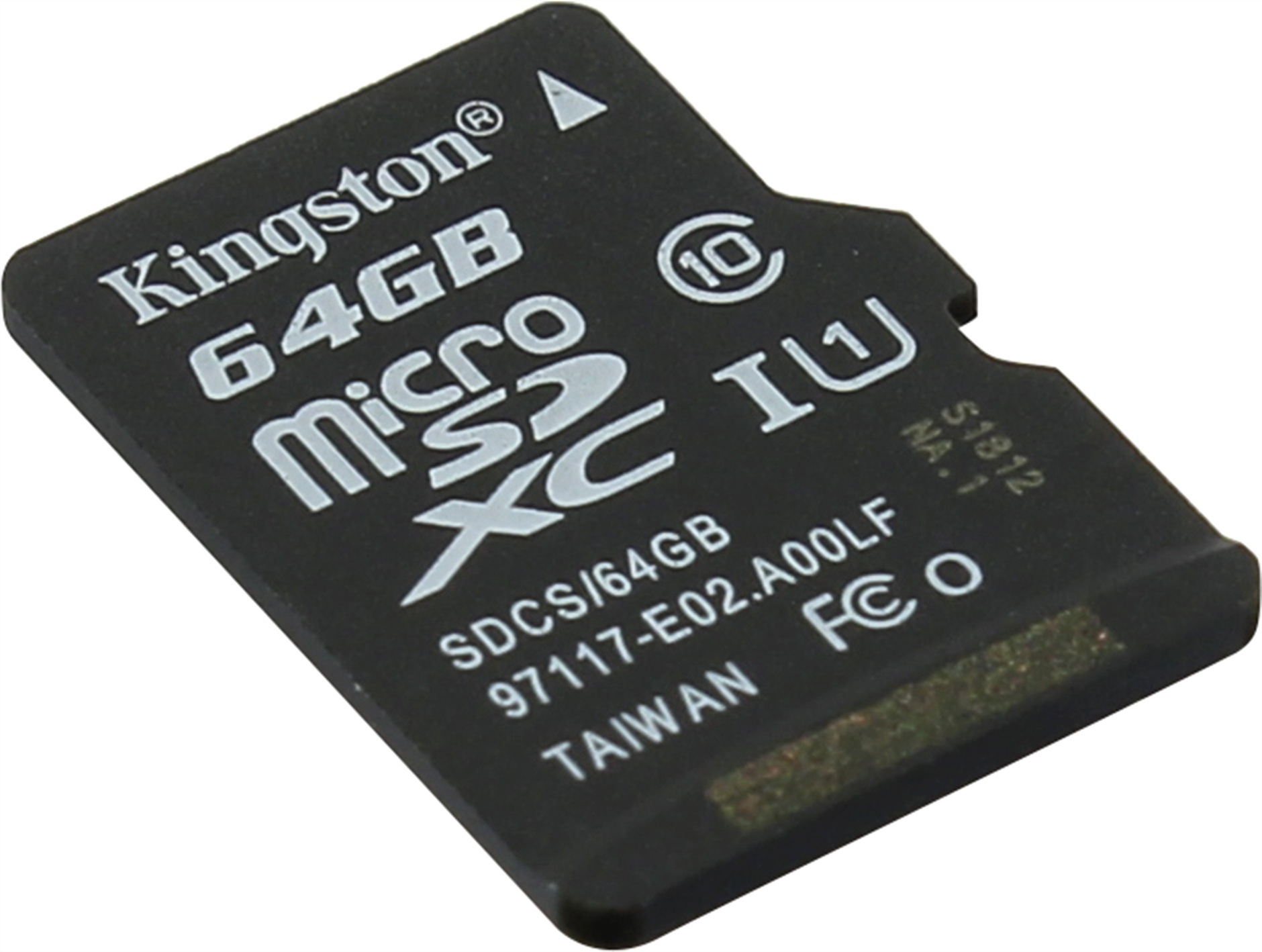 Карта памяти MicroSDXC 64Gb KINGSTON (class 10) UHS-I без адаптера  (SDCS/64GBSP)