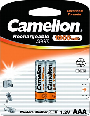 Аккумулятор AAA R03 Camelion (1000mAh, Ni-MH, 2 шт. блистер)