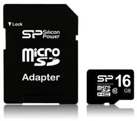 Карта памяти MicroSDHC 16Gb Silicon Power (class 10)  (SP016GBSTH010V10-SP)