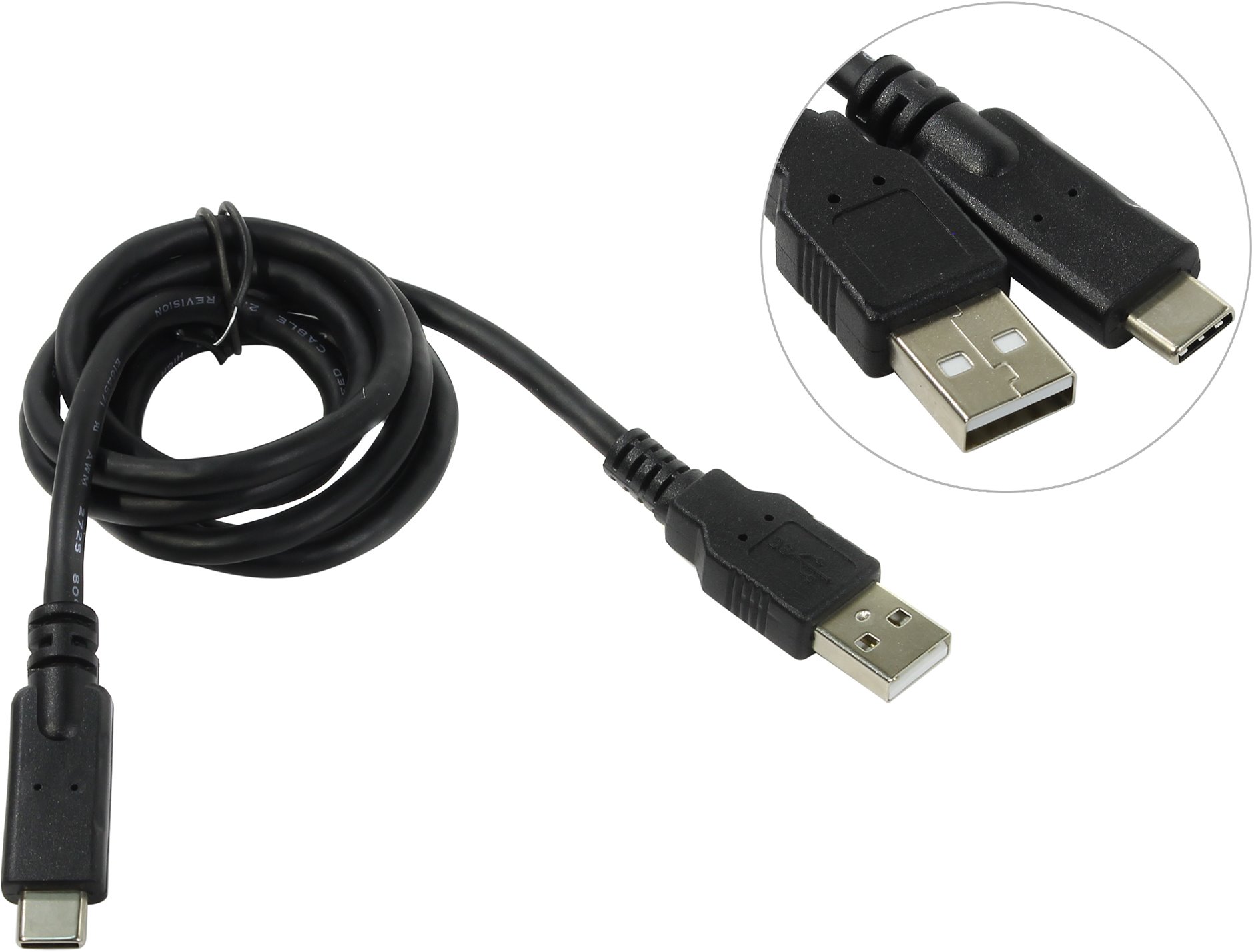 Кабель Type Cm USB 3.1 - USB 2.0 Am, VCOM, 1.0м  (CU405-1M)
