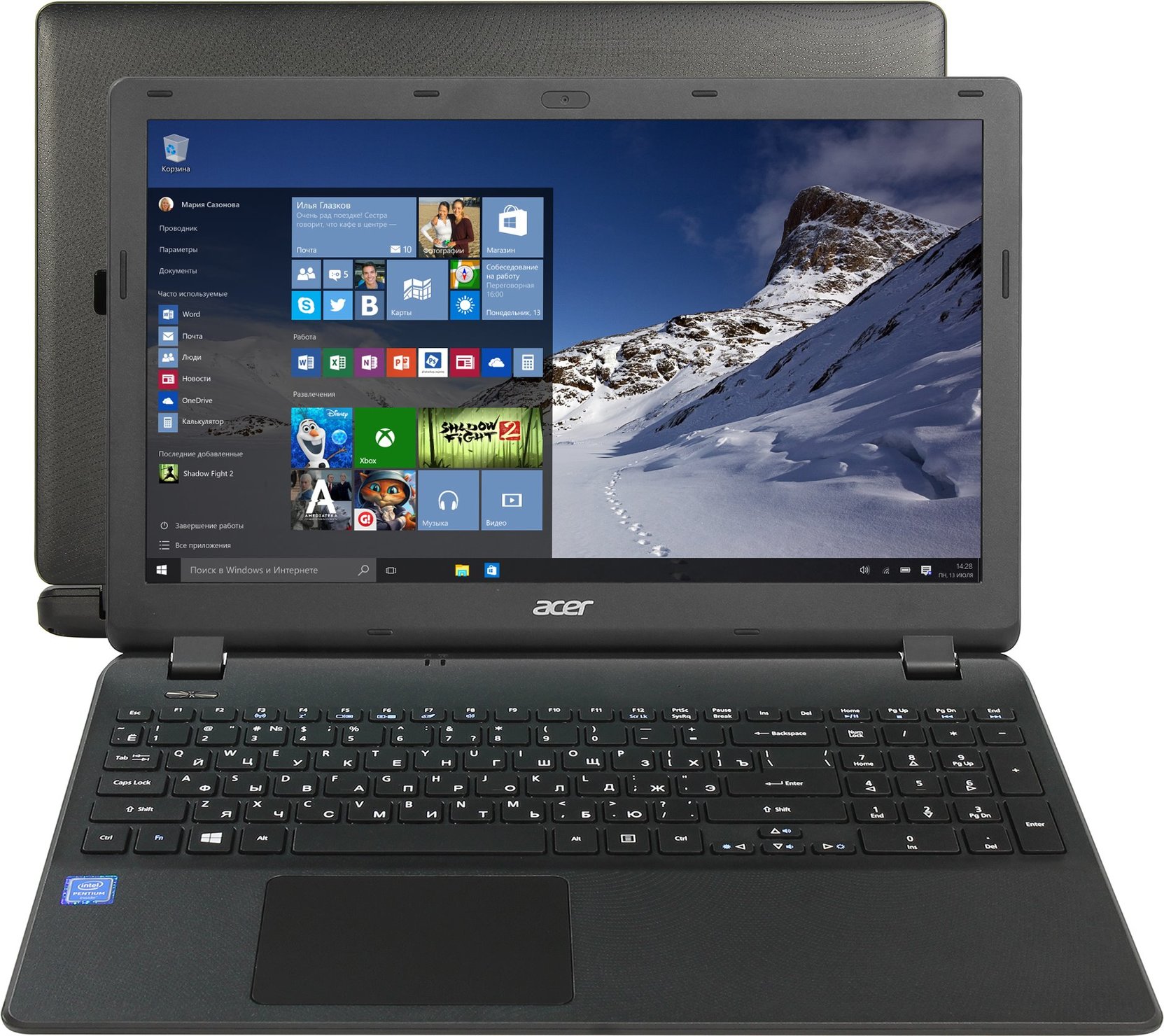Ноутбук Acer Extensa EX2519-P7VE Intel Pentium N3710/2Gb/500Gb/15.6 HD/WiFi/BT/Windows 10™  (NX.EFAER.032)