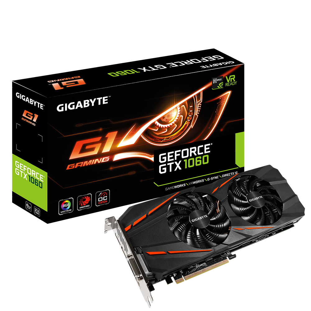 Видеокарта Gigabyte 6Gb/PCI-E GV-N1060G1 GAMING-6GD GeForce GTX1060 G1 GAMING [DDR5]