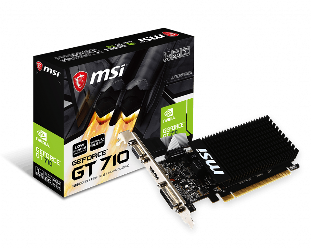 Видеокарта MSI 1Gb/PCI-E NVIDIA GeForce GT 710 [DDR3]  (GT710 1GD3H LP)