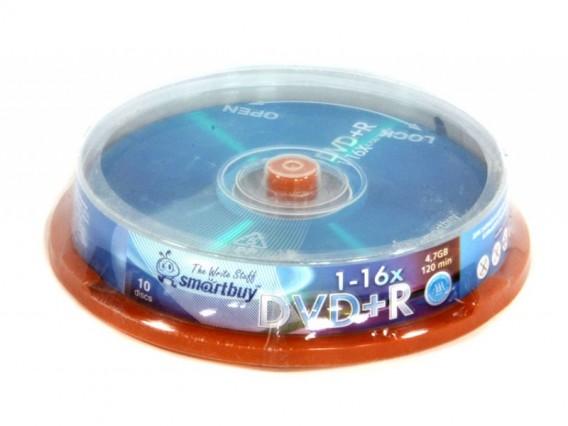 Диск DVD+R Smart Buy 4.7Gb, упаковка 10 штук