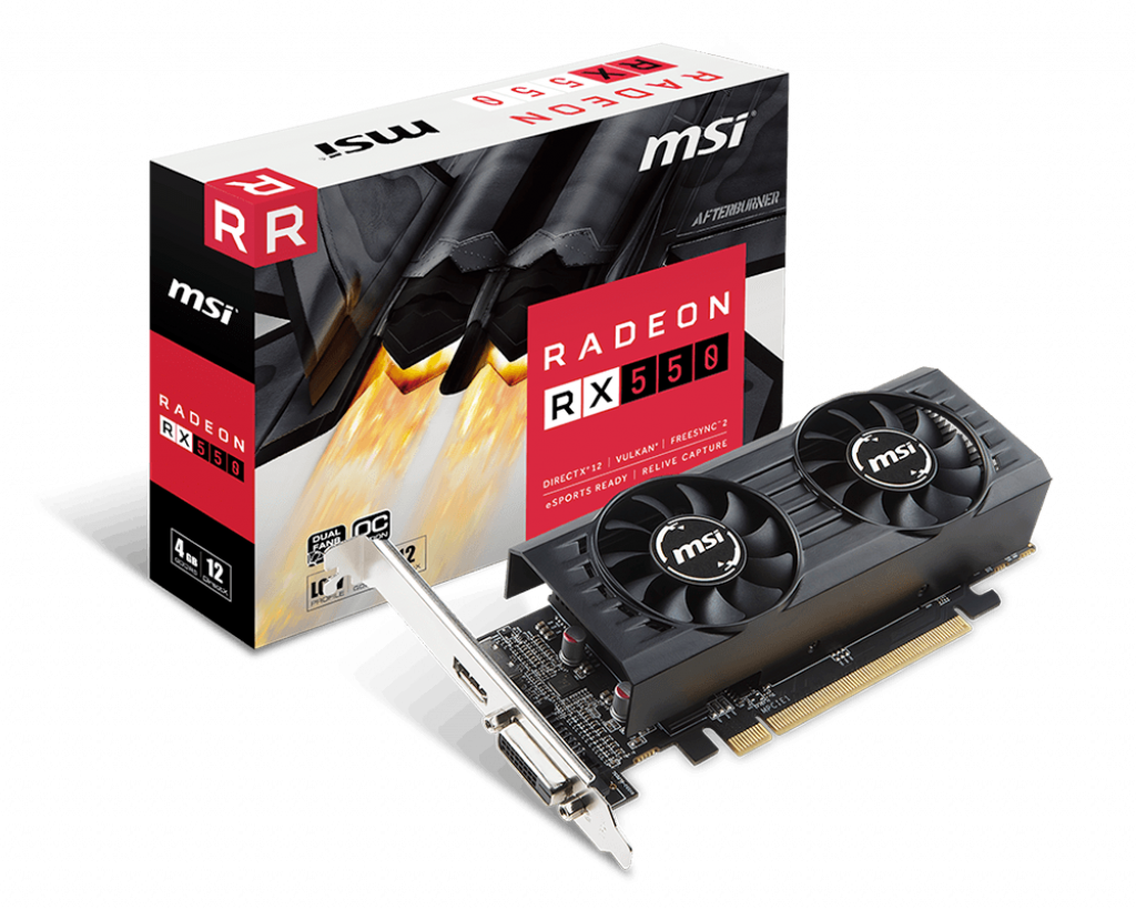 Видеокарта MSI 4Gb/PCI-E RX 550 4GT LP OC AMD Radeon RX 550 [GDDR5]
