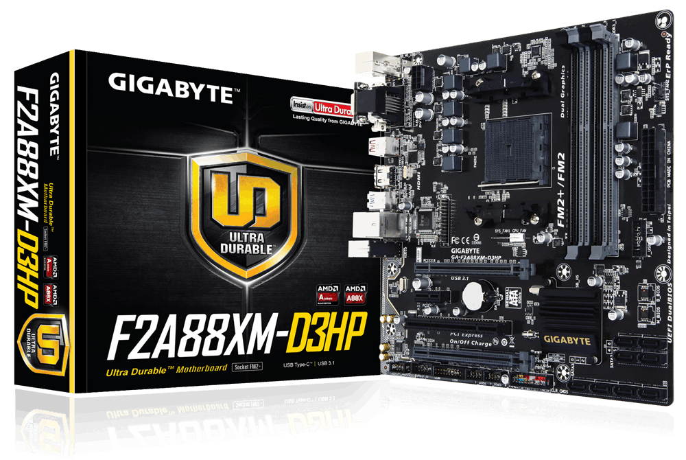 Материнская плата GIGABYTE GA-F2A88XM-D3HP Socket FM2/AMD A88X/DDR III/PCI-Ex16/D-Sub+DVI-D+HDMI/SATA3/USB 3.0/mATX