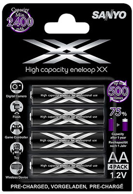 Аккумулятор Sanyo Eneloop AA/XX HR-3UWXA-4BP (2400mAh, 1,2V, 4 шт. блистер)