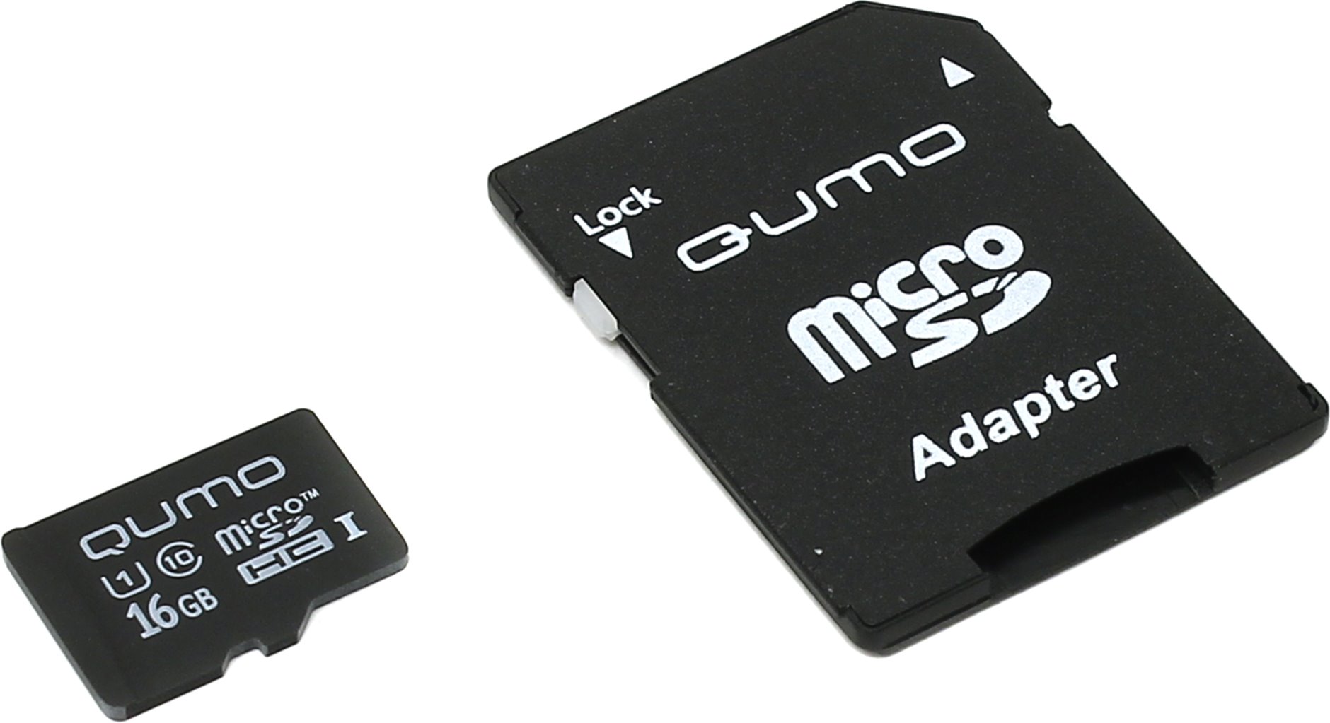 Карта памяти MicroSDHC 16Gb QUMO UHS-I 3.0 (class 10) +адаптер SD  (QM16GMICSDHC10U1)