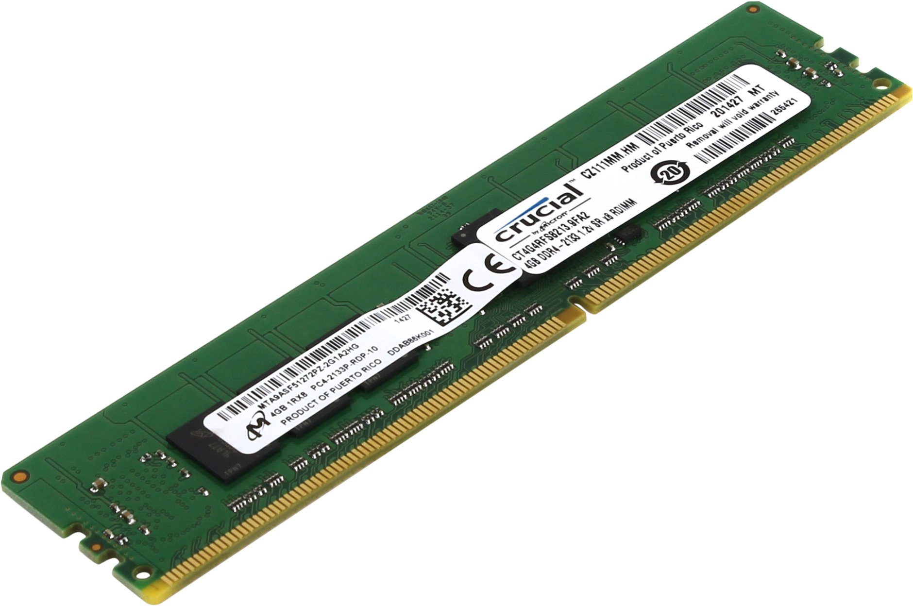 Память DDR4 4Gb PC4-17000, 2133MHz Crucial CL15 SR x8 ECC Registered  (CT4G4RFS8213)