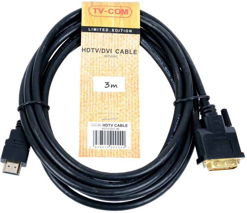 Кабель HDMI-DVI dual link TV-COM 3.0м  (LCG135E-3M)