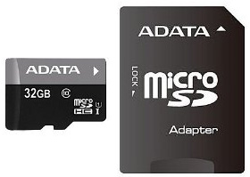 Карта памяти MicroSDHC 32Gb ADATA Premier UHS-I (class 10) +адаптер SD  (AUSDH32GUICL10-RA1)