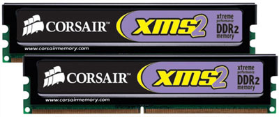 Память DDR II 4096Mb PC-8500, 1066MHz (2x2048Mb) Corsair XMS2 (5-5-5-15) with Heat Spreader  (TWIN2X4096-8500C5)