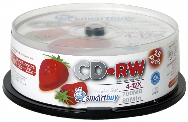 Диск CD-RW SMART BUY, 80min, 700Mb упаковка 25 шт.
