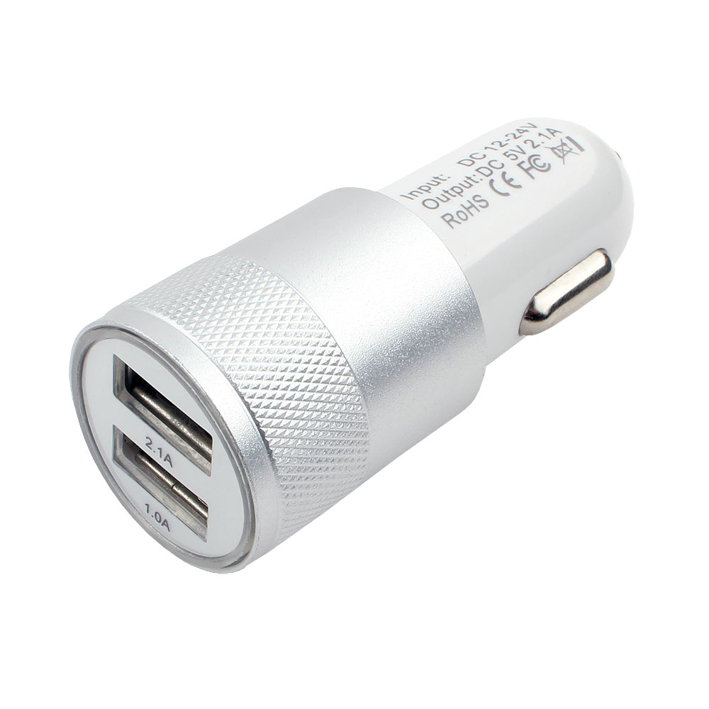 Зарядное устройство aвтомобильное Cablexpert 12V->5V 2-USB, 2.1A, белый  (MP3A-UC-CAR15)