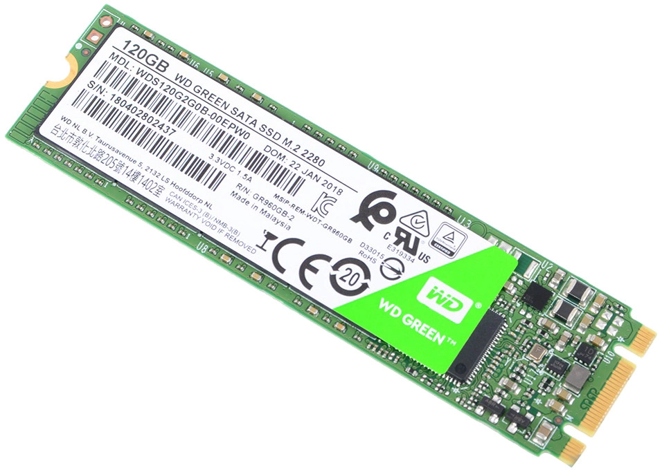 Диск SSD M.2  120Gb WD Green, TLC  (WDS120G2G0B)