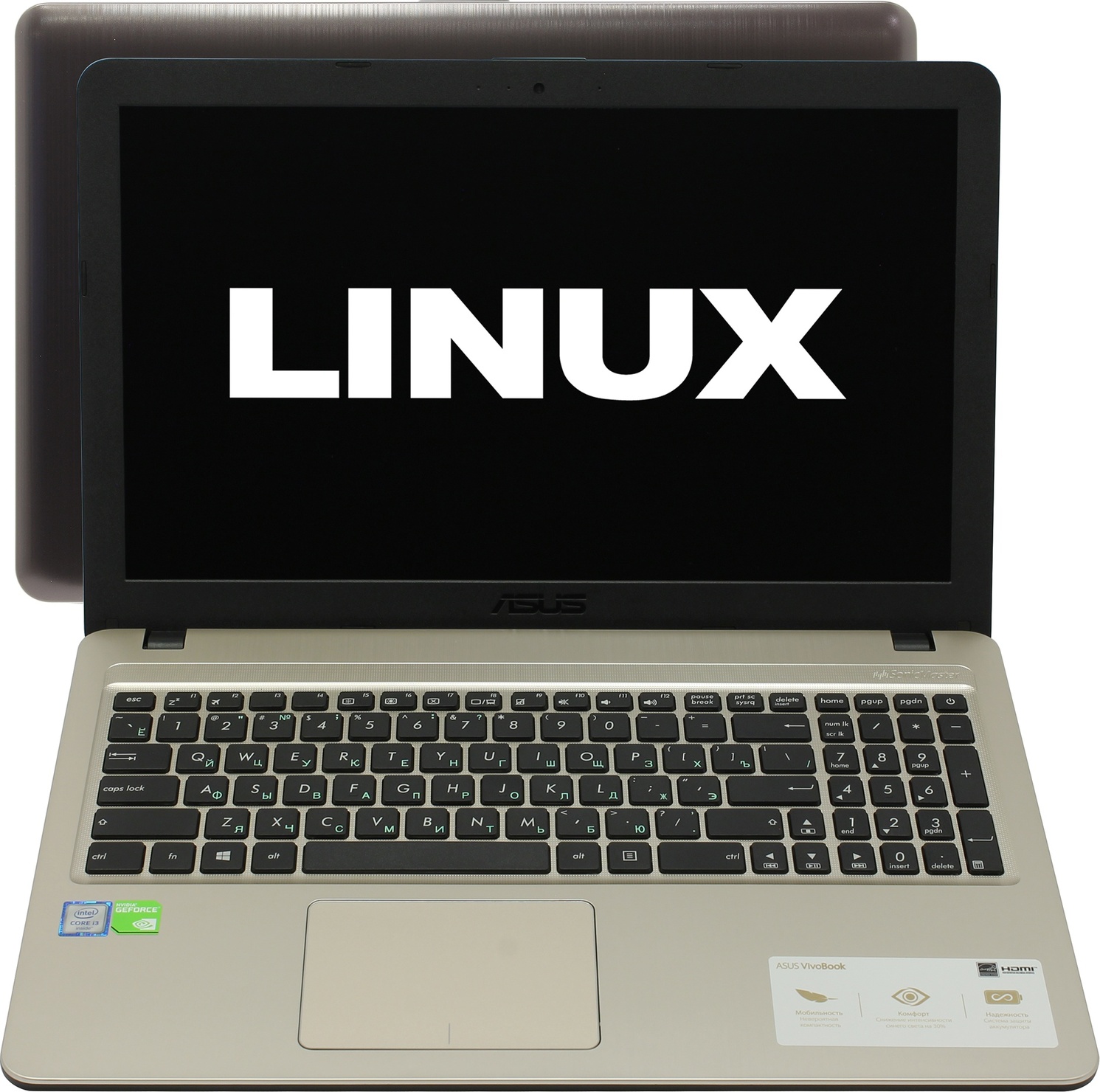 Ноутбук ASUS VivoBook X540UB-DM264 Intel Core i3-6006U/4Gb/500Gb/15.6 FHD/GF MX110 2Gb/DVD-RW/WiFi/BT/Linux  (90NB0IM1-M03610)