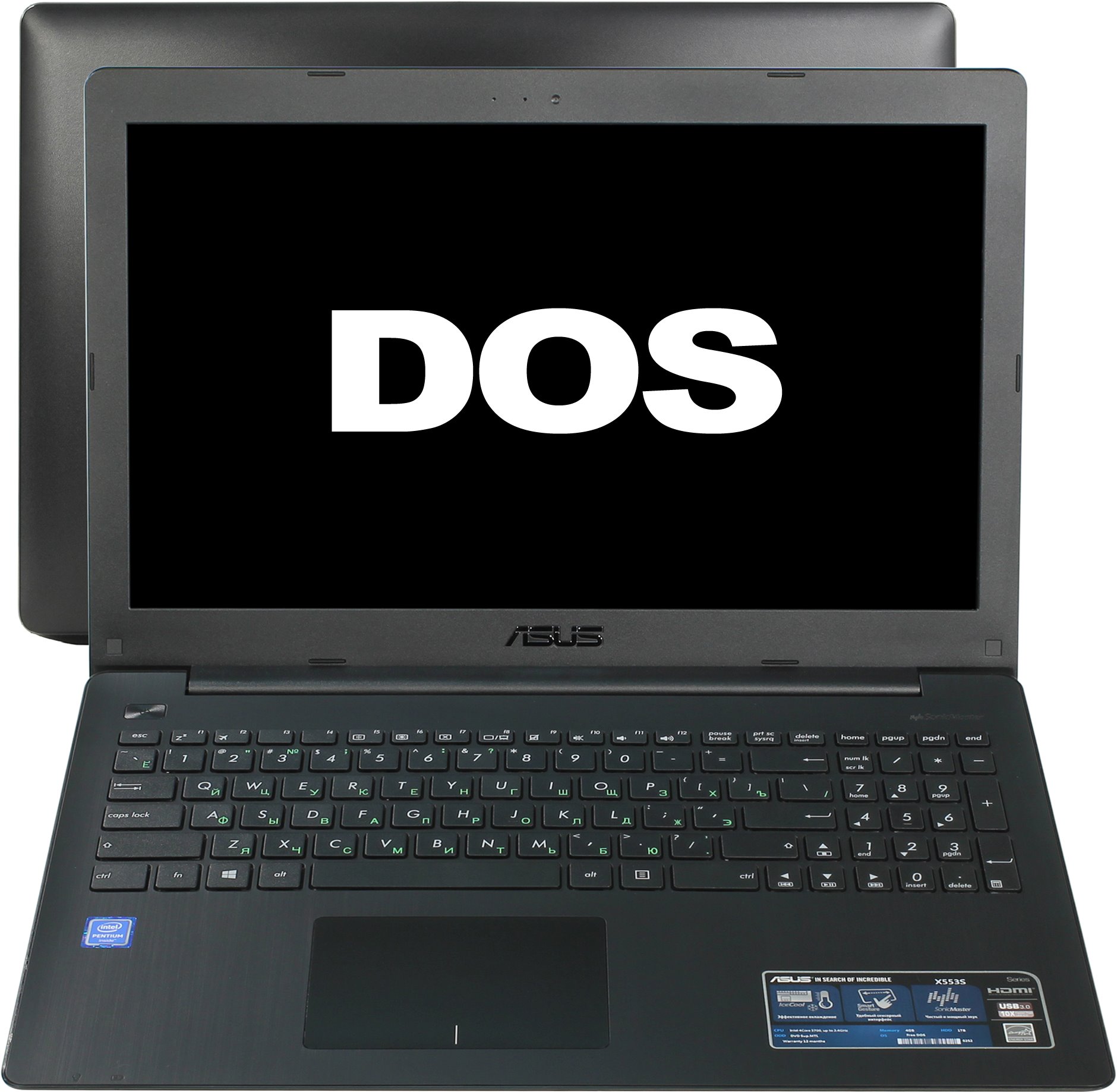 Ноутбук ASUS X553SA-XX007D Intel Pentium N3700/4096Gb/1Tb/15.6 HD/DVD-RW/WiFi/BT/FreeDOS  (90NB0AC1-M05960)