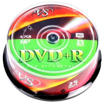 Диск DVD+R VS 4.7Gb, упаковка 25 штук