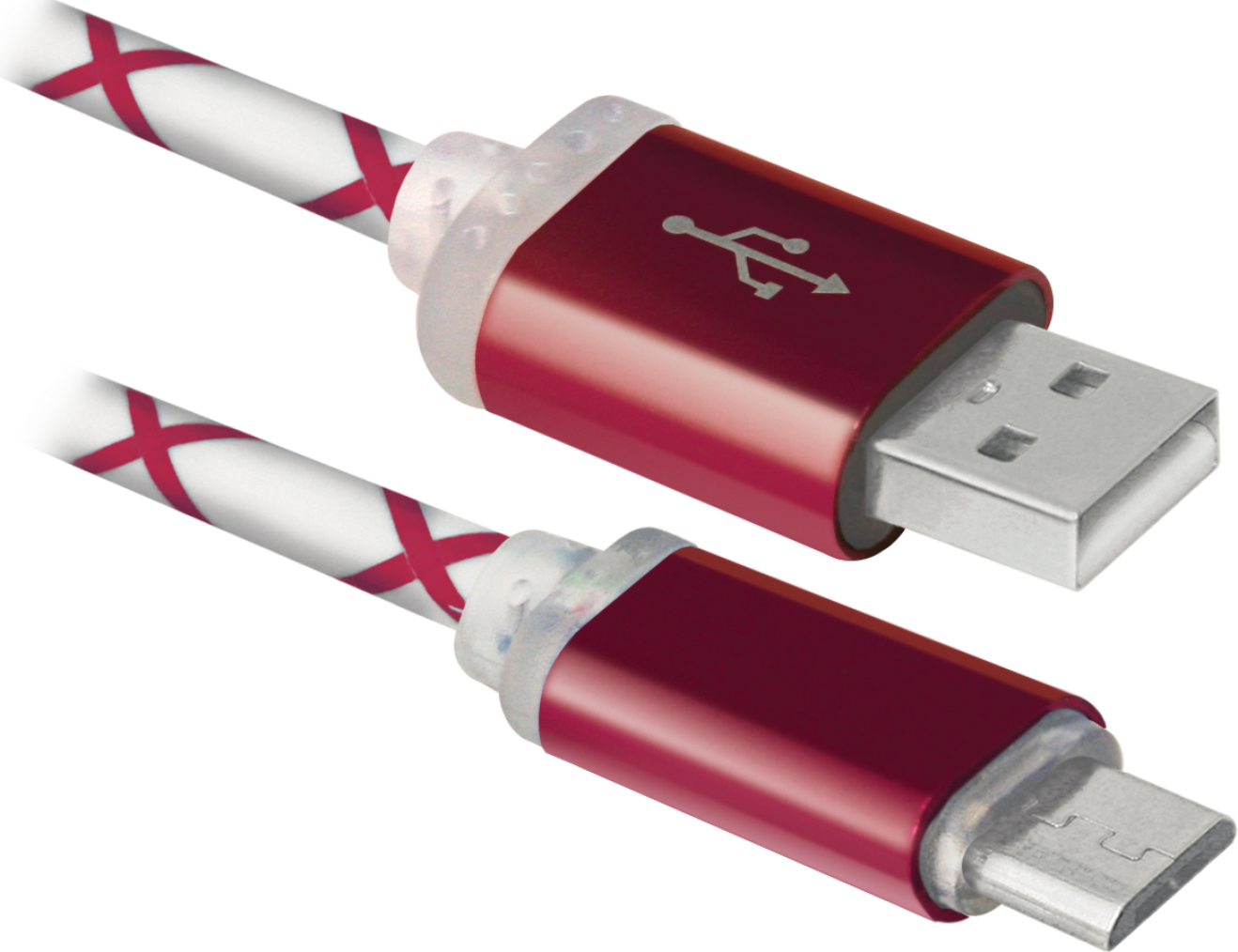 Кабель USB2.0 A-microB 1 м Defender, красный  (USB08-03LT)